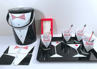 Load image into Gallery viewer, Georges Briard Signed Mid-Century Tuxedo 14-Piece Bar Set
