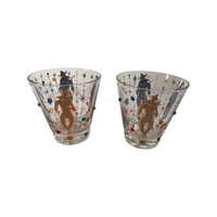 Load image into Gallery viewer, Culver Mid-Century Mardi Gras Jester With Jewels Double Old Fashion Glasses (Set of 2)
