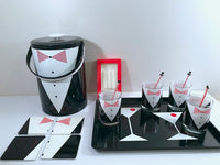 Load image into Gallery viewer, Georges Briard Signed Mid-Century Tuxedo 14-Piece Bar Set
