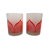 Load image into Gallery viewer, Georges Briard Signed Mid-Century Orange and Frosted Deco Double Old Fashion Glasses (Set of 4)
