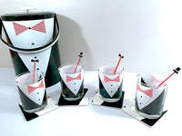 Load image into Gallery viewer, Georges Briard Signed Mid-Century Tuxedo 14-Piece Bar Set
