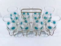 Load image into Gallery viewer, Fred Press Signed Mid-Century Emerald Circle Glasses (Set of 8 with Carrier)
