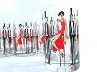 Load image into Gallery viewer, Cera Glass Signed Mid-Century Black Tie Event-All That Jazz Double Old Fashion Glasses (Set of 6)
