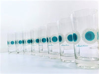 Load image into Gallery viewer, Fred Press Signed Mid-Century Emerald Circle Glasses (Set of 8 with Carrier)
