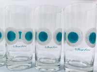Load image into Gallery viewer, Fred Press Signed Mid-Century Emerald Circle Glasses (Set of 8 with Carrier)
