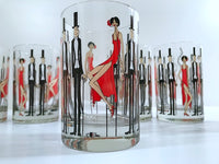 Load image into Gallery viewer, Cera Glass Signed Mid-Century Black Tie Event-All That Jazz Double Old Fashion Glasses (Set of 6)
