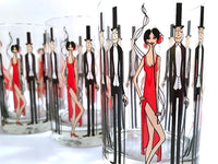 Load image into Gallery viewer, Cera Glass Signed Mid-Century Black Tie Event-All That Jazz Double Old Fashion Glasses (Set of 6)
