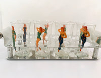 Load image into Gallery viewer, Art Deco Hand Painted Peek-A-Boo 9-Piece Cocktail Set
