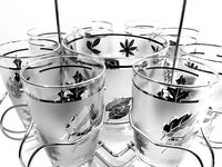 Load image into Gallery viewer, Libbey Mid-Century Silver Leaf 10-Piece Cocktail Bar Set
