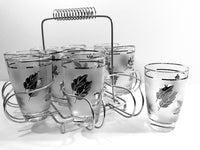 Load image into Gallery viewer, Libbey Mid-Century Silver Leaf 10-Piece Cocktail Bar Set
