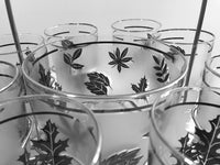 Load image into Gallery viewer, Libbey Mid-Century Silver Leaf 10-Piece Cocktail Bar Set
