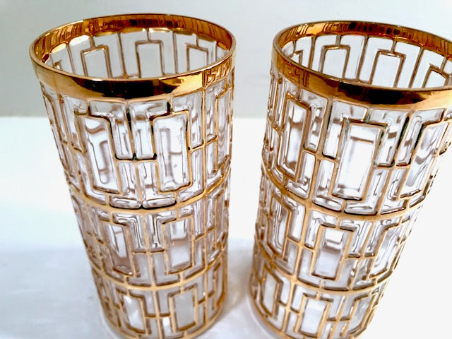 Imperial Glass Shoji 22-Karat Gold Mid-Century Highball Glasses (Set of 2)