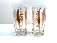 Load image into Gallery viewer, Fred Press Signed Mid-Century Clear &amp; 22-Karat Gold Fish Highball Glasses (Set of 2)
