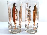 Load image into Gallery viewer, Fred Press Signed Mid-Century Clear &amp; 22-Karat Gold Fish Highball Glasses (Set of 2)
