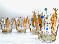 Load image into Gallery viewer, Culver Mid-Century Signed Mardi Gras Jester Double Old Fashion Glasses (Set of 4)
