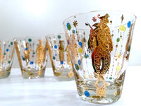 Load image into Gallery viewer, Culver Mid-Century Signed Mardi Gras Jester Double Old Fashion Glasses (Set of 4)
