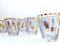 Load image into Gallery viewer, Culver Signed Mid-Century Seahorse Double Old Fashion Glasses (Set of 6)
