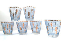 Load image into Gallery viewer, Culver Signed Mid-Century Seahorse Double Old Fashion Glasses (Set of 6)
