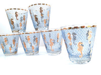 Load image into Gallery viewer, Culver Signed Mid-Century Seahorse Double Old Fashion Glasses (Set of 6)
