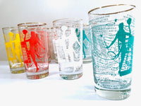 Load image into Gallery viewer, Dominion Glass Company Mid-Century Risqué Glasses (Set of 8 with Original Box)
