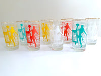 Load image into Gallery viewer, Dominion Glass Company Mid-Century Risqué Glasses (Set of 8 with Original Box)
