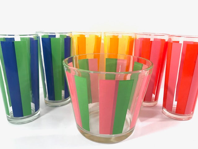 Retro Rainbow Striped 7-Piece Bar Set
