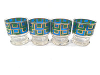 Load image into Gallery viewer, Cera Signed Gold, Blue and Green Retro Square Glasses (Set of 4)
