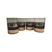 Load image into Gallery viewer, Culver Signed Mid-Century Silver, Black and Gold Double Old Fashion Glasses (Set of 4)

