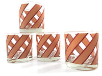 Load image into Gallery viewer, Georges Briard Signed Mid-Century Tan and Red Striped Glasses (Set of 4)
