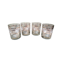 Load image into Gallery viewer, Culver Signed Gold and Frosted White Geometric Double Old Fashion Glasses (Set of 4)
