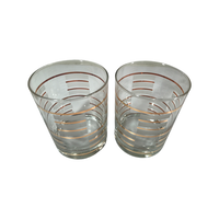 Load image into Gallery viewer, Culver Signed Gold and Frosted White Geometric Double Old Fashion Glasses (Set of 4)
