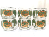 Load image into Gallery viewer, Cera Glass Signed Mid-Century Gold and Avocado 7-Piece Bar Set
