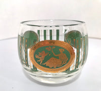 Load image into Gallery viewer, Cera Glass Signed Mid-Century Gold and Avocado 7-Piece Bar Set
