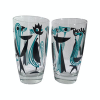 Load image into Gallery viewer, Dyball Signed Turquoise Atomic Birds Glasses (Set of 5)
