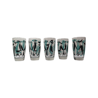 Load image into Gallery viewer, Dyball Signed Turquoise Atomic Birds Glasses (Set of 5)
