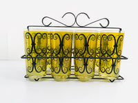 Load image into Gallery viewer, Fred Press Signed Mid-Century Chartreuse and Black Scroll 9-Piece Set

