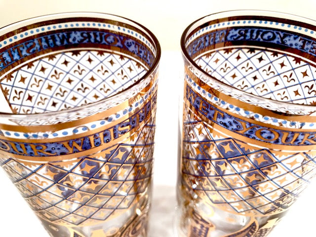 Georges Briard Signed Mid-Century Wet Your Whistle Highball Glasses (Set of 2)