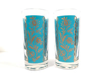Load image into Gallery viewer, Federal Glass Persian Mid-Century Gold and Turquoise Highball Glasses (Set of 6)
