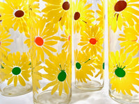 Load image into Gallery viewer, Federal Glass Retro Yellow Daisies Tall Collins Glasses (Set of 4)
