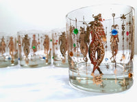 Load image into Gallery viewer, Culver Mid-Century Mardi Gras Jester Old Fashion With Jewels Glasses (Set of 4)
