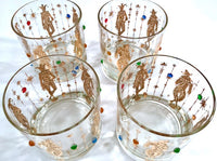 Load image into Gallery viewer, Culver Mid-Century Mardi Gras Jester Old Fashion With Jewels Glasses (Set of 4)
