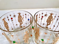 Load image into Gallery viewer, Culver Mid-Century Mardi Gras Jester Old Fashion With Jewels Glasses (Set of 4)
