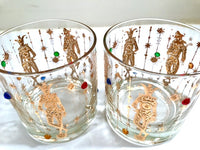 Load image into Gallery viewer, Culver Mid-Century Mardi Gras Jester Old Fashion With Jewels Glasses (Set of 4)
