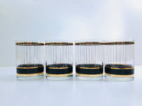 Load image into Gallery viewer, Culver Signed Mid-Century Black and 22-Karat Gold Devon Double Old Fashion Glasses (Set of 4)
