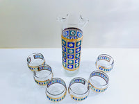 Load image into Gallery viewer, Culver Signed Mid-Century Blue -Green and 22-Karat Gold 8-Piece Cocktail Set
