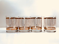 Load image into Gallery viewer, Georges Briard Signed Mid-Century 22-Karat Gold Striped Double Old Fashion Glasses (Set of 4)

