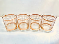 Load image into Gallery viewer, Georges Briard Signed Mid-Century 22-Karat Gold Striped Double Old Fashion Glasses (Set of 4)

