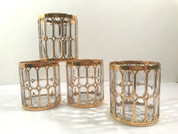 Load image into Gallery viewer, Imperial Glass Company – Spanish Windows 22-Karat Gold Mid-Century Old Fashion Glasses (Set of 4)
