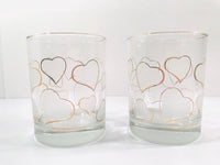 Load image into Gallery viewer, Culver Signed Mid-Century Frosted Hearts Double Old Fashion Glasses (Set of 4)
