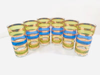 Load image into Gallery viewer, Culver Signed Mid-Century Rondo Blue-Green and Gold Stripe Highball Glasses (Set of 6)
